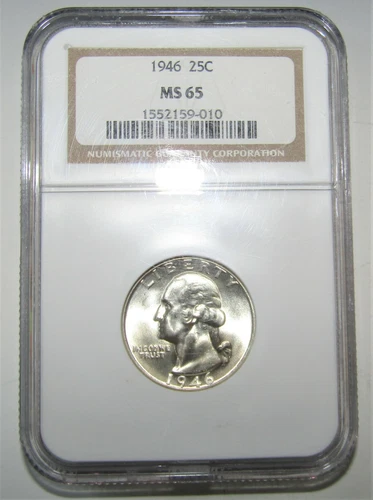 1946 WASHINGTON quarter  25c NGC MS65