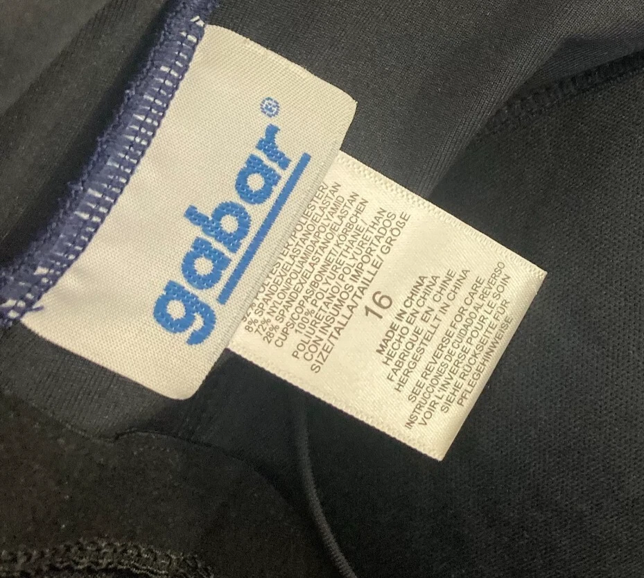 Traje de baño Gabar de una pieza a lunares para mujer 16 azul marino acanalado adelgazante clásico Foto 4 de 4