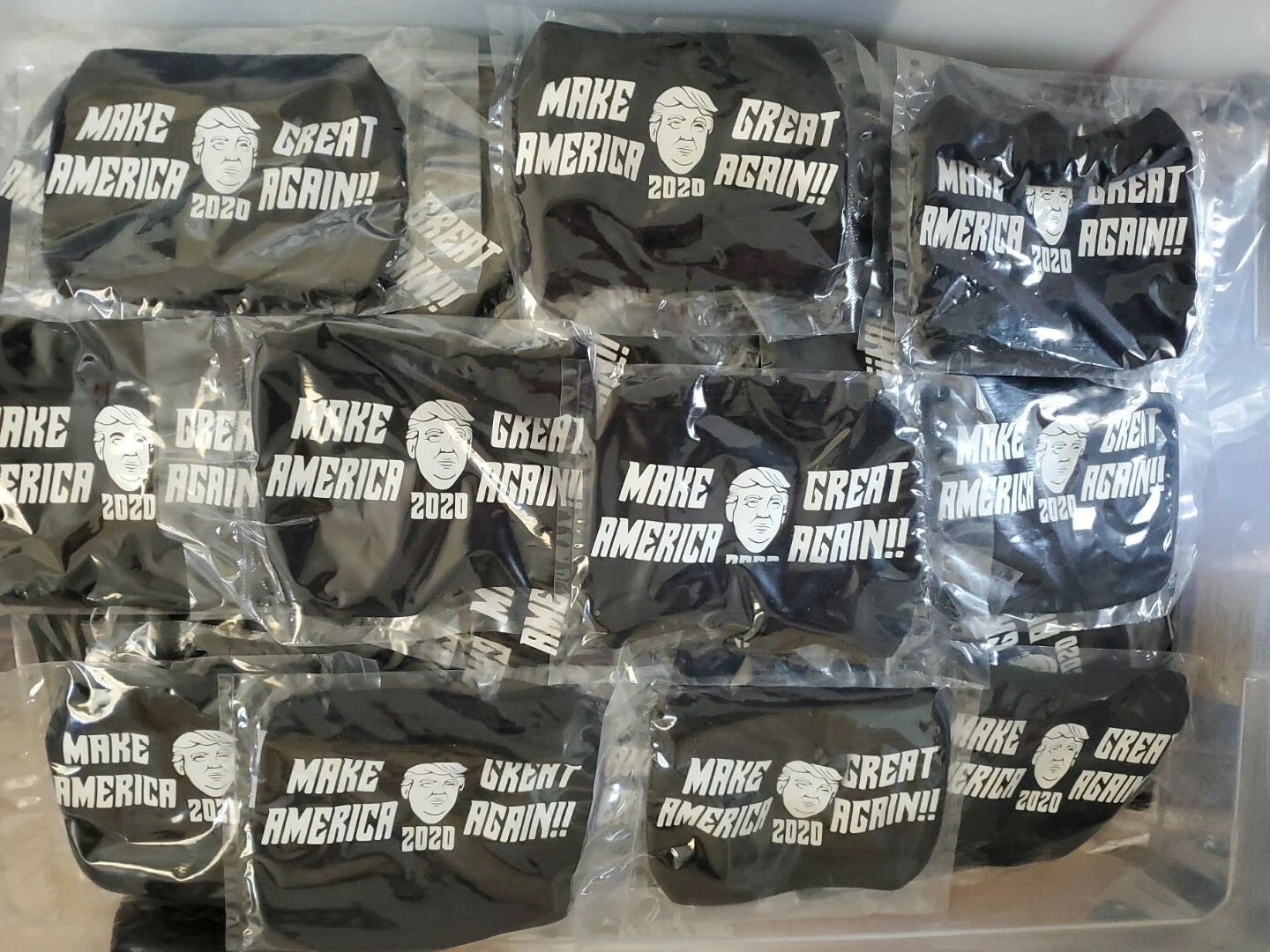 25 Trump Rally Face Masks MAGA 2020 Adult Size Cotton Bulk Fast Shipping