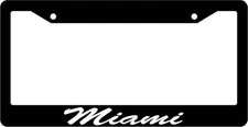 Black License Plate Frame CURSIVE Miami Auto Accessory 994