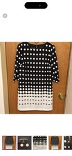 Banana Republic Black White Polka Dot Shift Dress 3/4 Sleeve Size 2