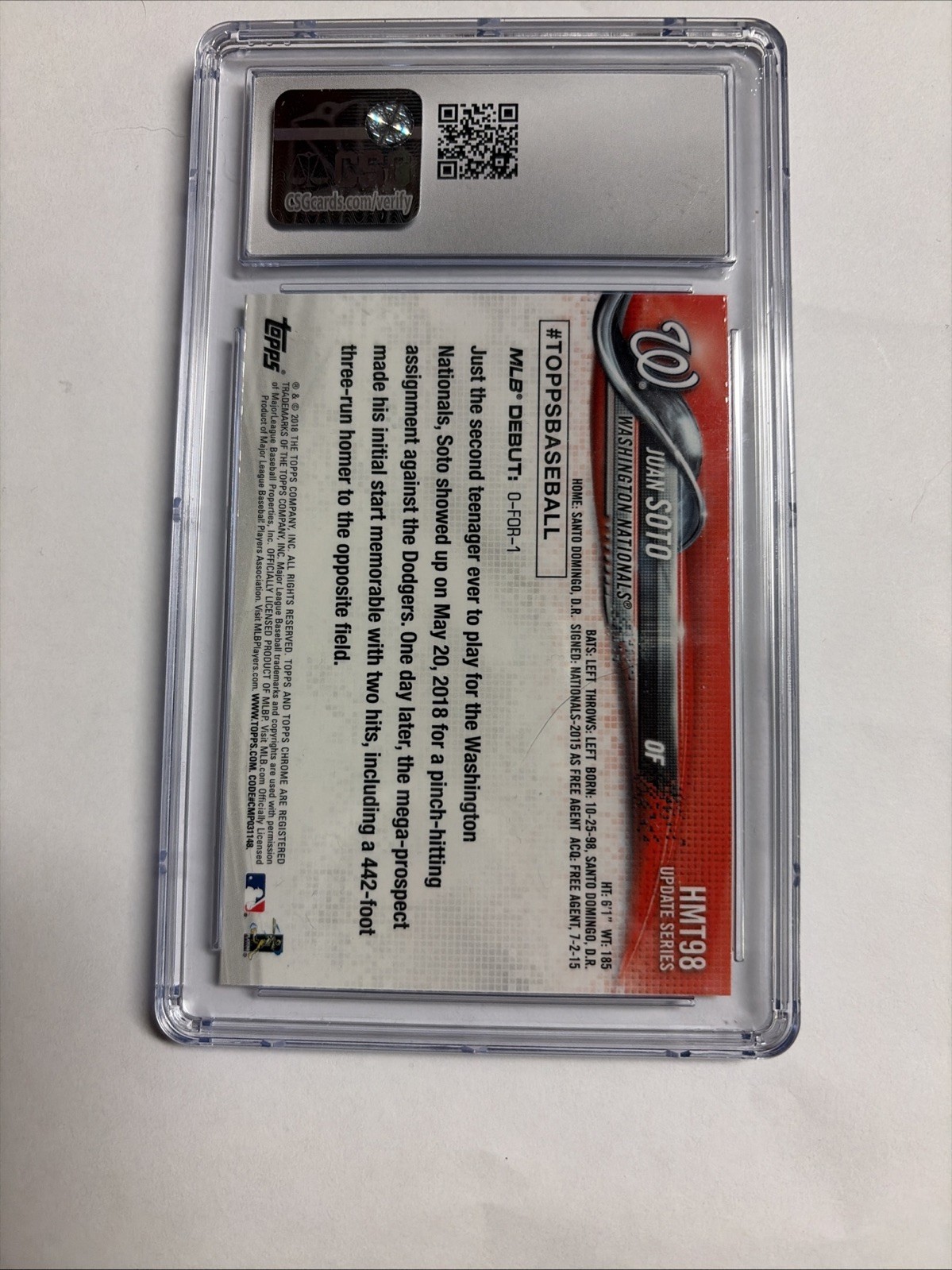 2018 Topps Chrome Update - Rookie Debut Juan Soto #HMT98 CSG 10 NATIONALS!! view 8
