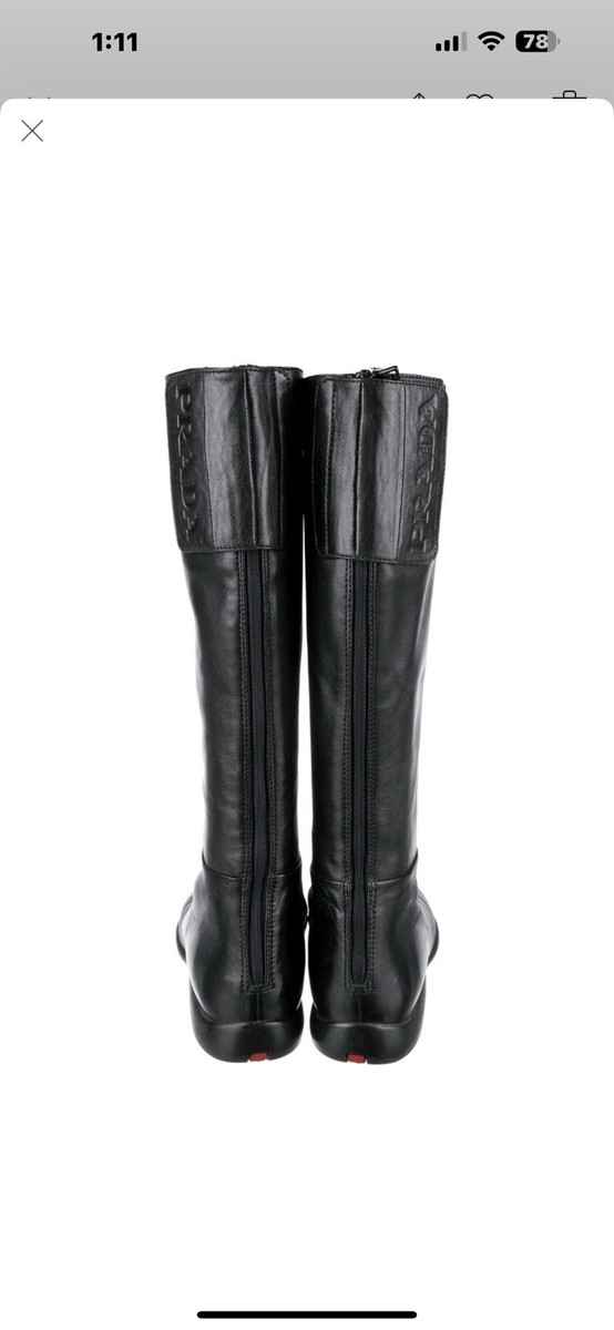 靴 Prada Sports Leather Boots VINTAGE PRADA SPORT BLACK LEATHER SNEAKER BOOTS size 38.5 | eBay