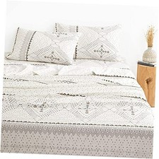 - Boho Bed Sheets, 4-Piece Sheet Set, Bohemian Chic Western Queen Beige