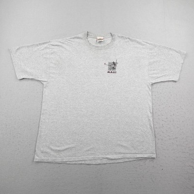 Vintage Maui Hawaii Shirt Mens XL Gray Hawaiian Fire Dancer Tribal USA 90s Aloha