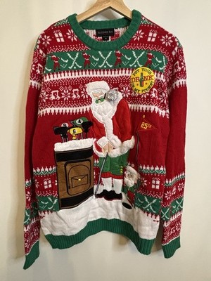 Blizzard Bay Size Medium Ugly Christmas Sweater GOLF Santa DRINK HOLDER Adult
