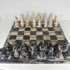 Handcrafted Marble Chess Set, Grey and Black ...