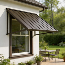 Toldos metálicos Domi 40''x36'' para patio, puerta, ventana, entrada, porche, balcón, marrón