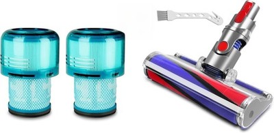 2 Pack Vacuum Filters 1 Pack Soft Roller Head Replacement Parts Compatible