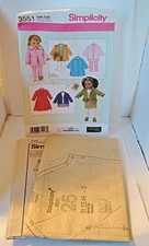 Simplicity Sewing Pattern 3551 18" Doll Clothes American Girl Coat Skirt Pants
