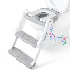 Musical  Sound Toddler Potty Training Seat w/Step Stool Ladder - Collapsible