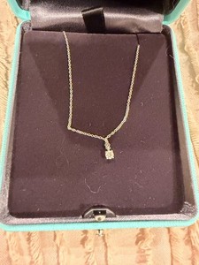 Tiffany & Co. Platinum Solitaire Diamond Pendant Necklace 16"