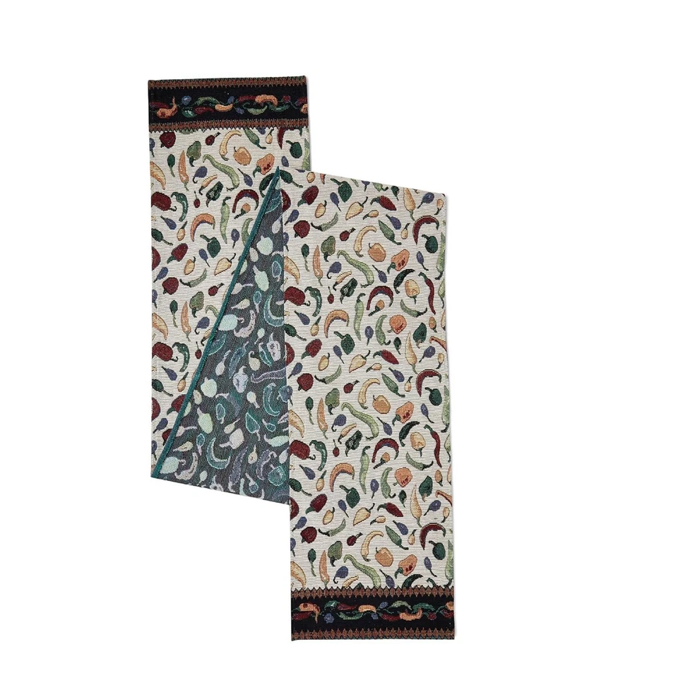 Cotton Blend Table Runner Chilies Design Size 32X200 Cm For 6 Seater Dining - Image 2 of 3