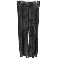 H by Halston Snake Print Jersey Knit Wide Leg Pull On Pants Womens S