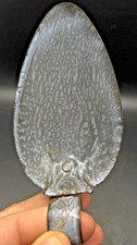 GRANITEWARE Gray Enamel SPOON SHAPED SCOOP w loop Handle Antique Vintage
