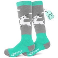 findway Kids Ski Socks, 2 Pairs /3 Warm Cotton Small, Green green-s