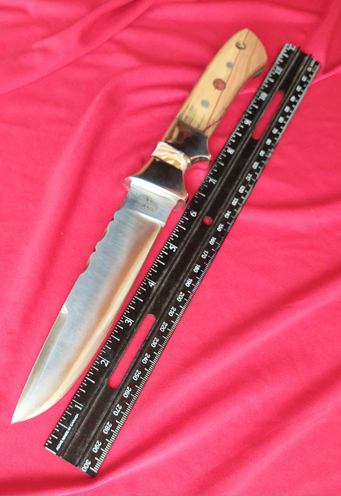 12" CFK-iPak Thick Full TANG D2 Steel, Finger Groove Laynard Hole Leather Sheath