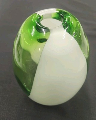 Beautiful Vintage Clear Green Glass Vase 7''
