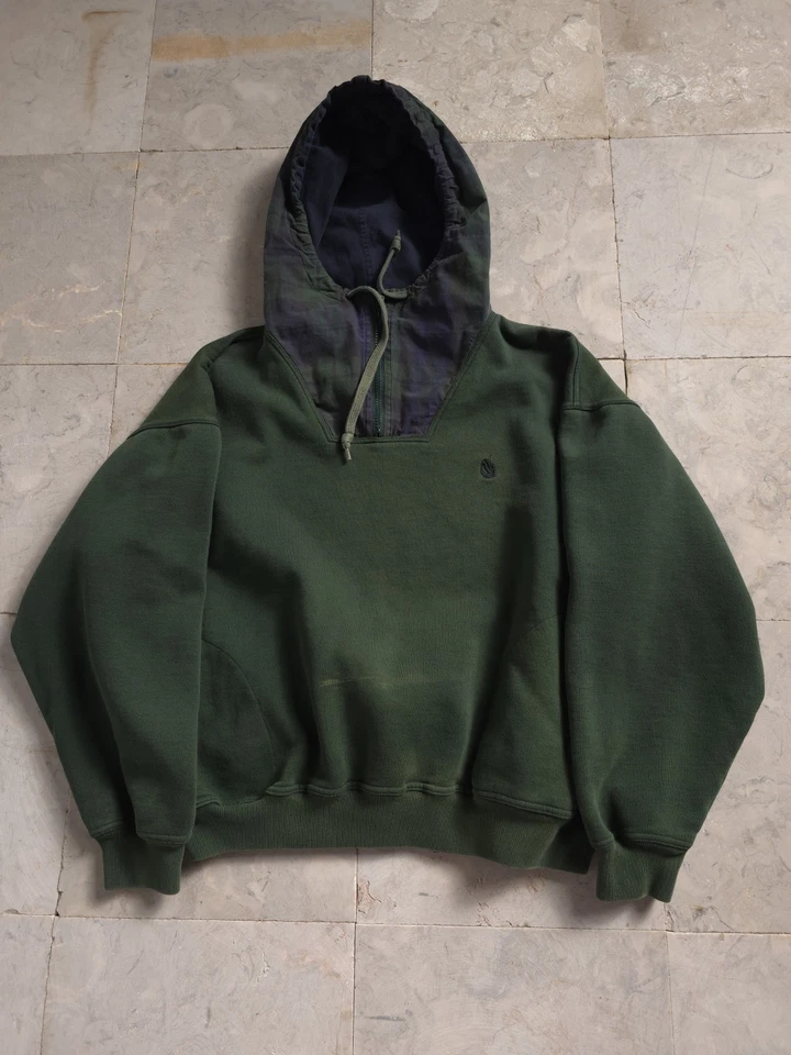 Conjunto de sudadera de dos piezas Nautica vintage de los años 90 con capucha pantalones verde cuadrado XL Foto 3 de 4