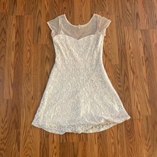 Kirra Cream Lace Dress With Mesh Sleeves Size Large
