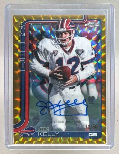 2025 Topps Chrome Football Gold Geometric Refractor Jim Kelly #CLA-JK