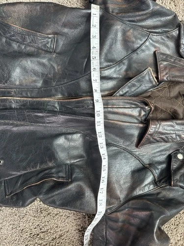 Vintage Brown Leather Biker Jacket 1960s 1970s Bomber Men's image 5
