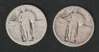 Lot 4: 2 Standing Liberty Quarters Date indiscernible. Melt Spot price $32.60