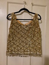 Gold Sequin and beaded top vintage 1960 - 70s Size small