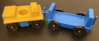 LOT 2 Vintage Fisher Price Little people AIRPORT blue Luggage Yellow Tram car