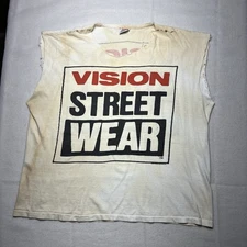 VTG 1987 Original VISION STREET WEAR Men’s XL Cutoff Tank Distressed Trashed