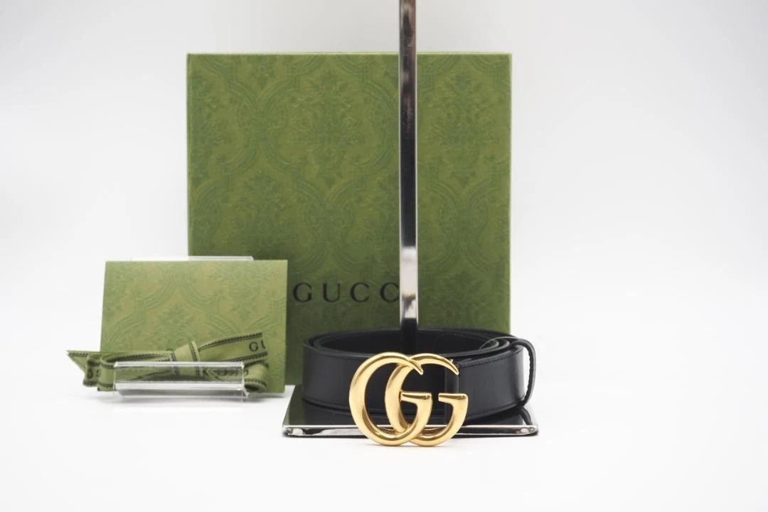 Ceinture GUCCI double fine noire dorée