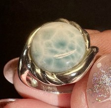 Atlantean Larimar Ring, Sterling Silver 925, Beautiful Color, Vintage, Size 7