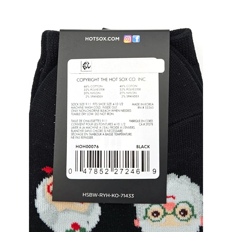 Hot Sox Mujeres Negro Navidad Calcetines Sra. Claus Santa Claus Medias Rellenos Foto 4 de 4