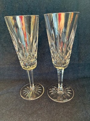 Waterford LISMORE Champagne Flutes 7.25'' SET Of 2 Flutes EUC MSRP$59.99 Each