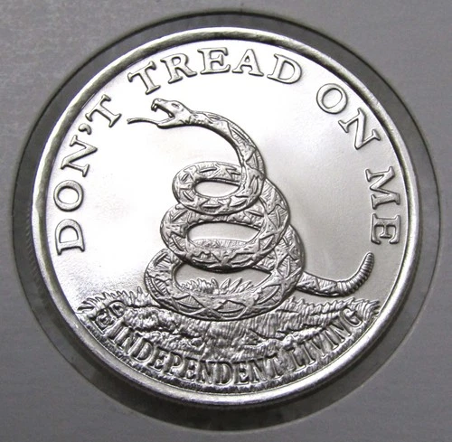 Independent Living Don't Tread Boston Tea Party 1 Troy oz .999 Fine Silver Round