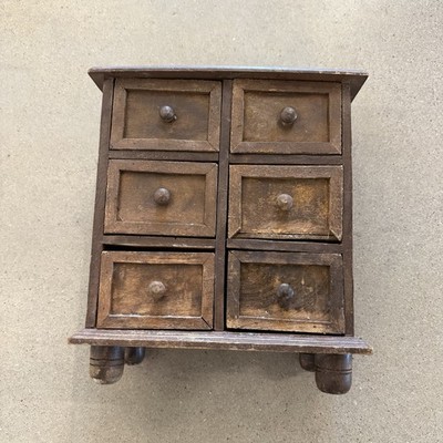 Antique Vintage Heavy Wooden 6 Drawer Spice Cabinet Apothecary Chest Handmade