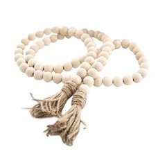 Farmhouse Beads 58in Wood Bead Boho Tassel Garland - 58 inches, Natural