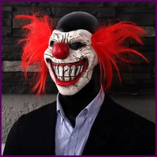 Twisted Metal Sweet Tooth Joker Mask Cosplay Bloody Half Face Clown Latex Masks