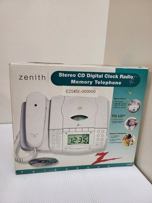 Vintage Zenith Z824W Phone Alarm Clock AM/FM Radio CD Player