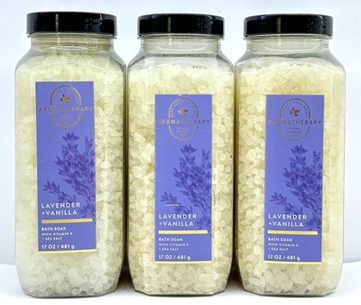 3 BATH & BODY WORKS AROMATHERAPY SLEEP LAVENDER VANILLA SOAK SALT FIZZ 17 OZ