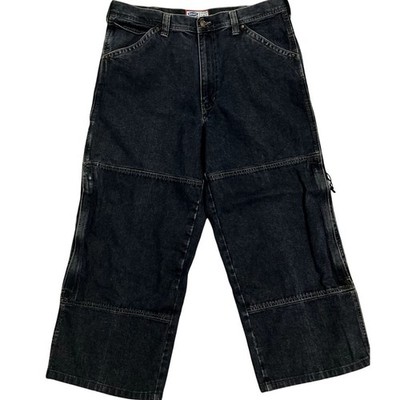 Old Navy Vintage Skater Jean Jorts Men 38X26 Dark Wash Baggy Wide 90s Beach Y2K