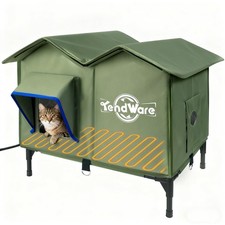 TENDWARE Outdoor Cat House Heated Cat House for Outside with Elevated Base