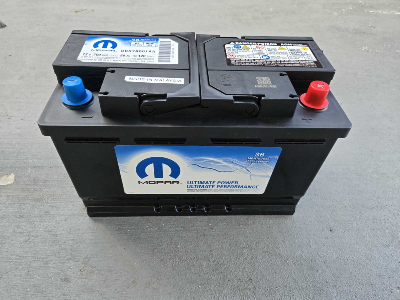Genuine Battery Mopar AGM Storage BBH7A001AA