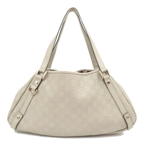 GUCCI Abbey Guccissima Leather Tote Bag Ivory 130736 Authentic