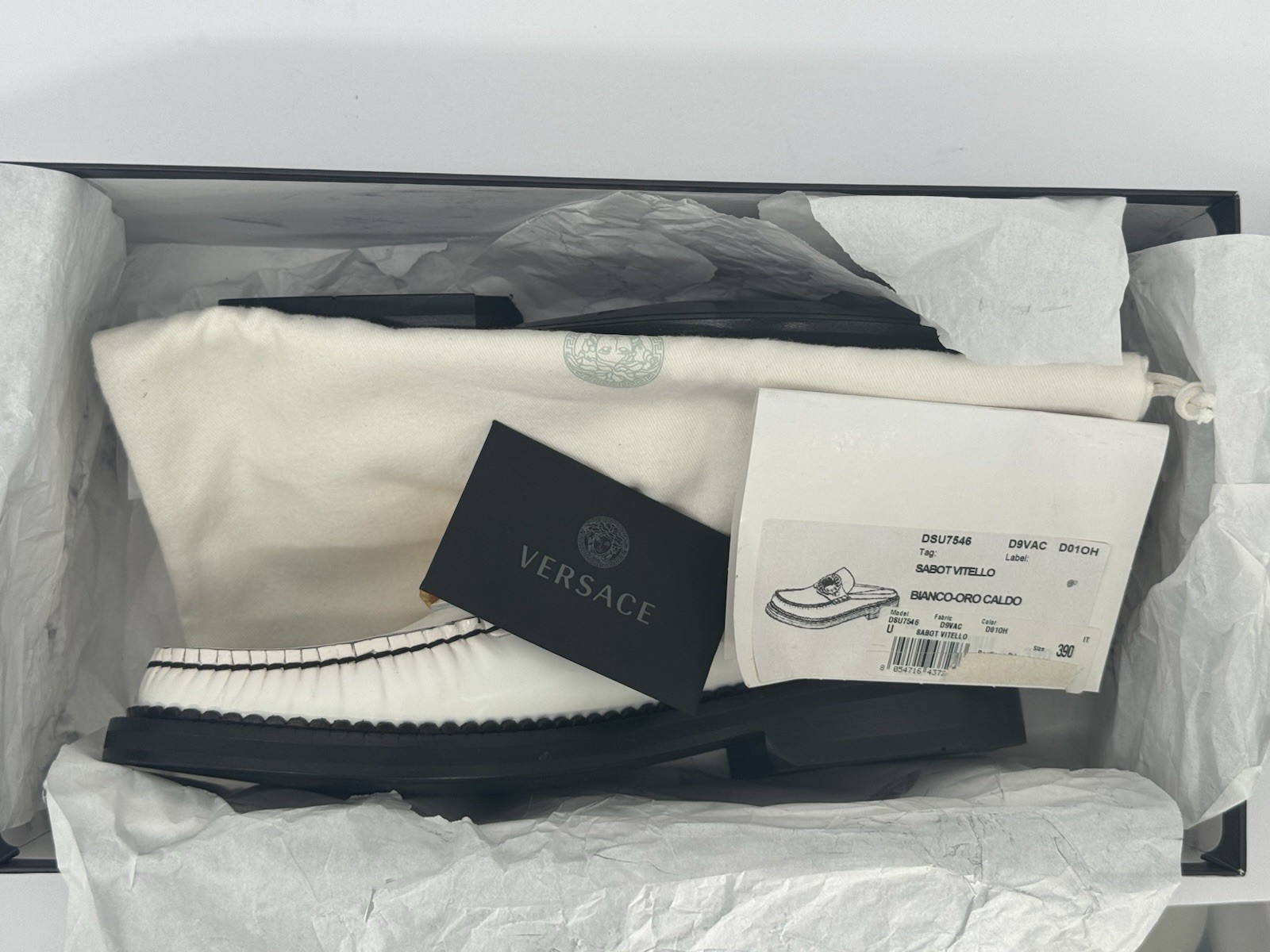 Versace Medusa Chain Mule Loafers White Gold Leather DSU7546 IT39 thumbnail 8