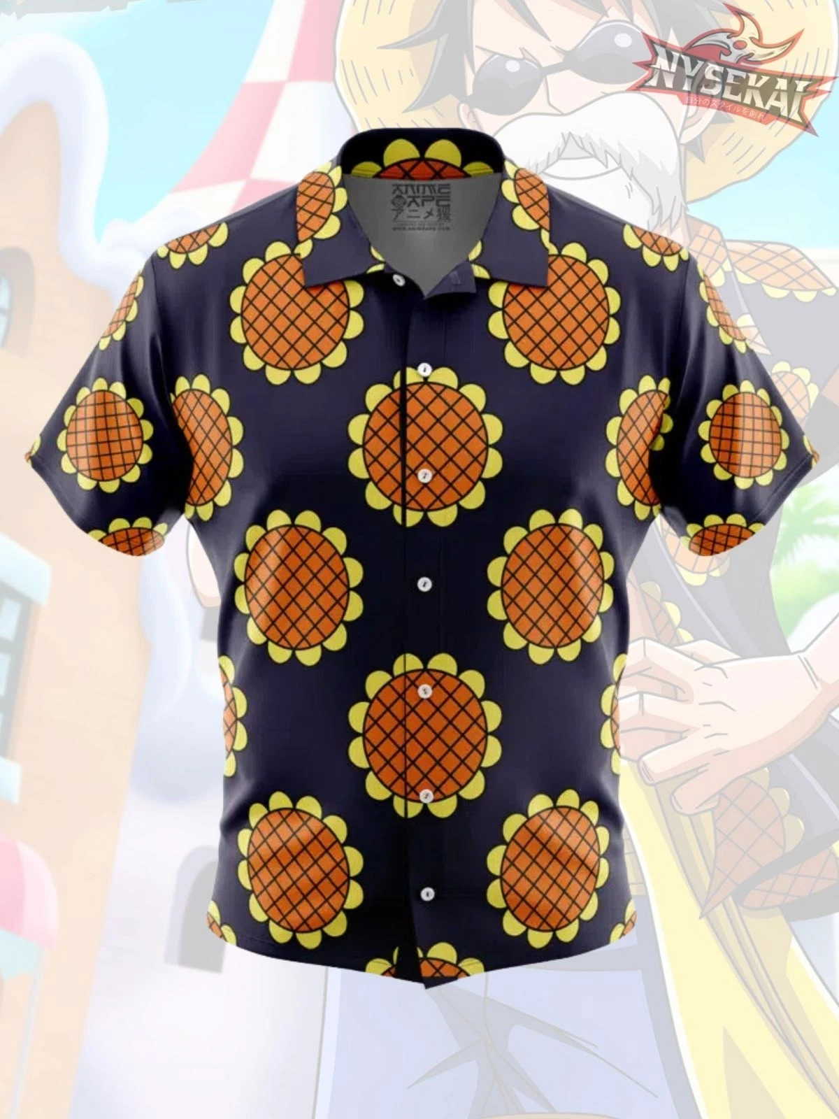 One Piece Button Up Hawaiian Shirt, Dressora Arc Sunflower Monkey D. Luffy