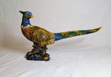 Pheasant Bird Figurine Colorful Ceramic Collectible Decorative 17-3/4" x 9-3/4"