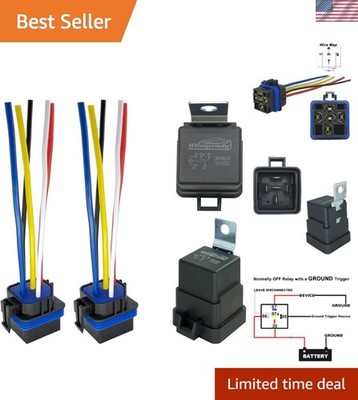 2 x 12VDC Waterproof SPDT Relays - 80A Contact Rating for Reliable Operation