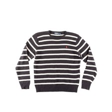 Vintage 00s Ralph Lauren Nautical Stripe Sweater L Black Cotton Knit