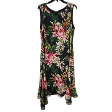 Tommy Hilfiger Women's Floral Chiffon Dress Sz 14 / XL Midi Sleeveless Vacation